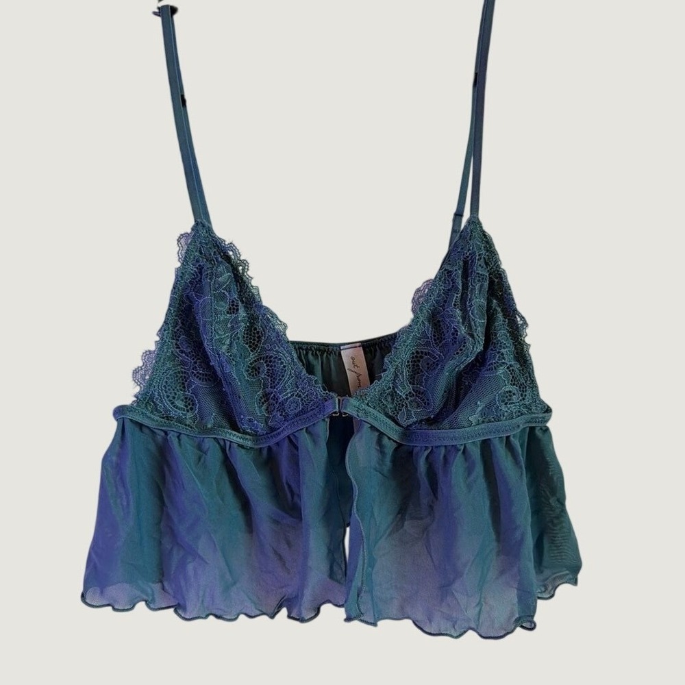 Out From Under Urban Outfitters Teal Lace Mesh Ruffle Bralette Large‎ L